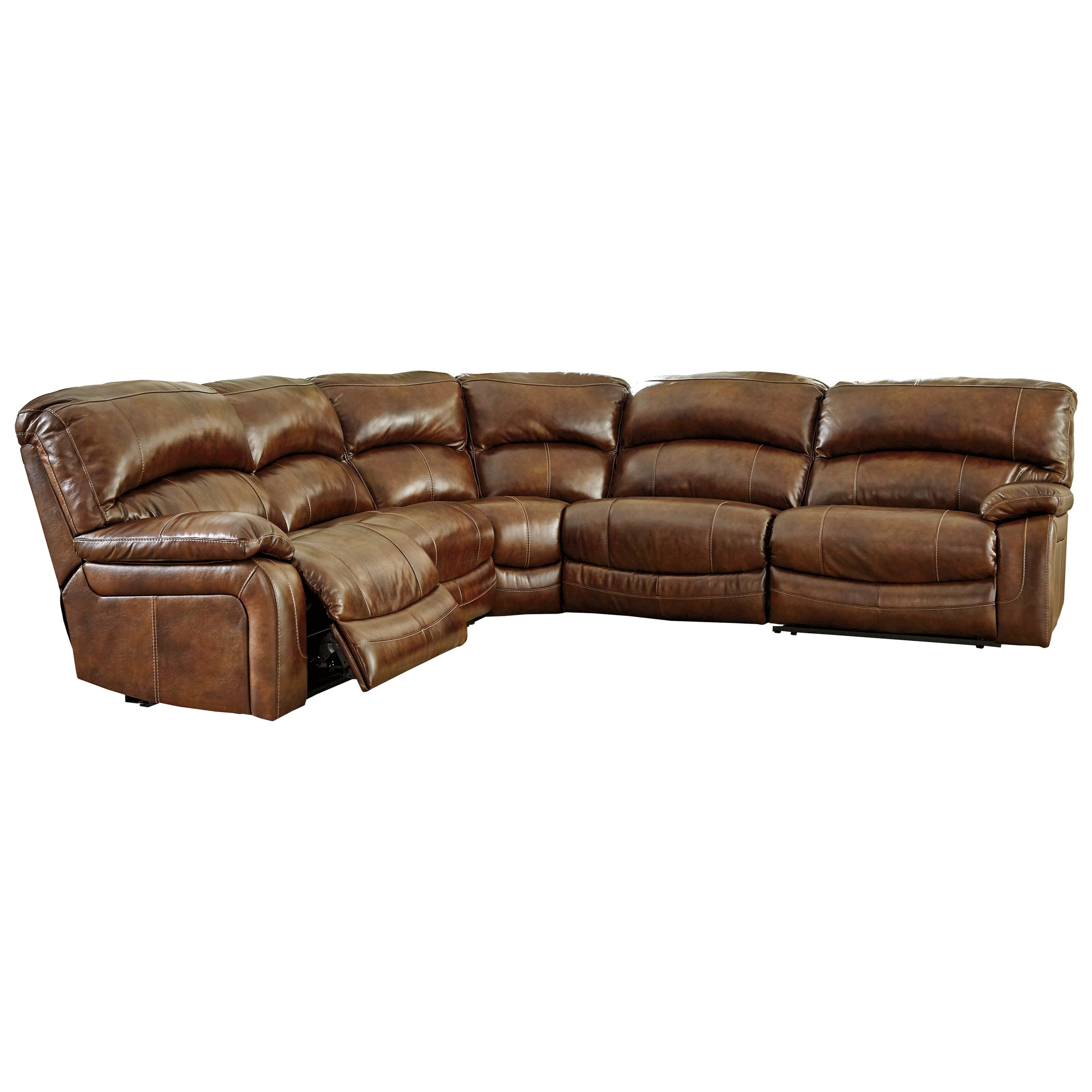 Signature Design by Ashley Damacio Harness Leather Match Power Reclining Sectional AHFA